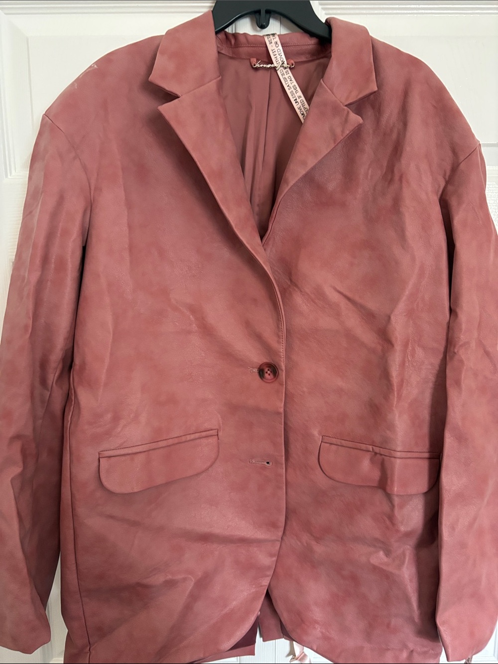 House of CB Dusty Rose Faux Leather Blazer Jacket